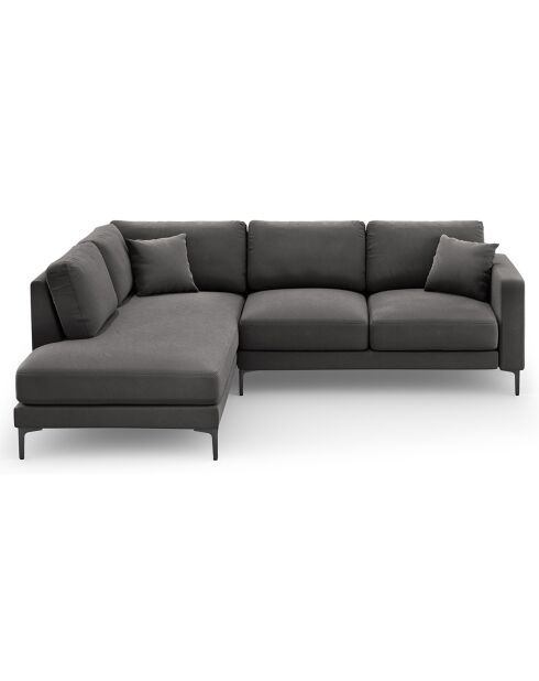Canapé d'angle Gauche Velours Venus 5 Places gris - 254x185x90 cm