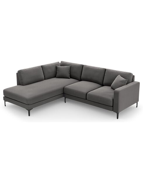 Canapé d'angle Gauche Velours Venus 5 Places gris - 254x185x90 cm