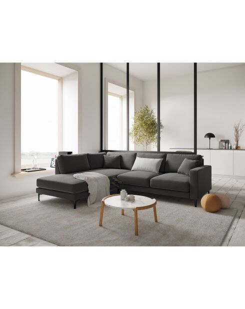 Canapé d'angle Gauche Velours Venus 5 Places gris - 254x185x90 cm