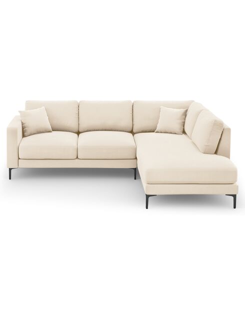 Canapé d'angle Droit Velours Venus 5 Places beige clair - 254x185x90 cm