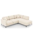 Canapé d'angle Droit Velours Venus 5 Places beige clair - 254x185x90 cm