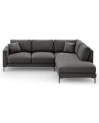 Canapé d'angle Droit Velours Venus 5 Places gris - 254x185x90 cm