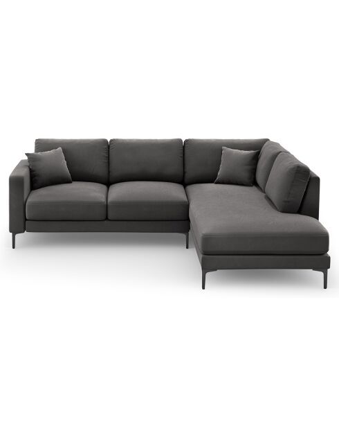 Canapé d'angle Droit Velours Venus 5 Places gris - 254x185x90 cm