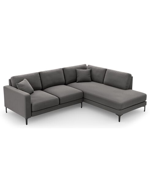 Canapé d'angle Droit Velours Venus 5 Places gris - 254x185x90 cm