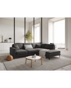 Canapé d'angle Droit Velours Venus 5 Places gris - 254x185x90 cm
