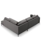 Canapé d'angle Droit Velours Venus 5 Places gris - 254x185x90 cm