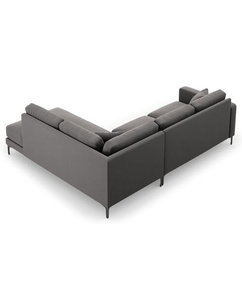 Canapé d'angle Droit Velours Venus 5 Places gris - 254x185x90 cm