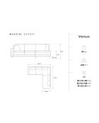 Canapé d'angle Droit Venus 5 Places beige - 254x185x90 cm