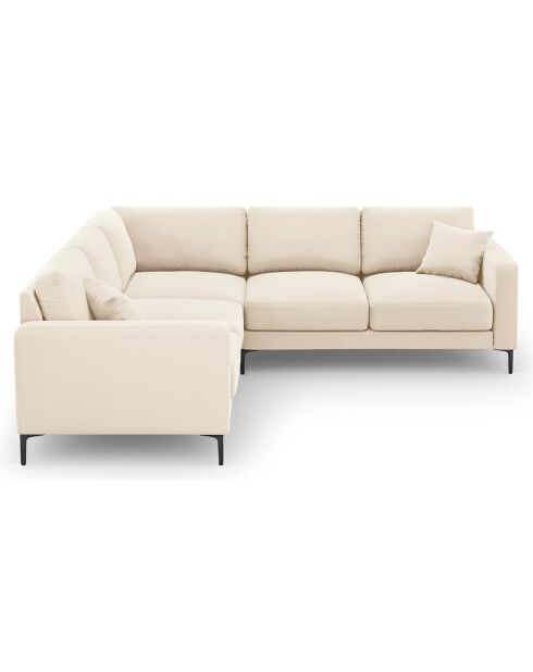 Canapé d'angle Symétrique En Velours Venus 5 Places beige clair - 250x238x90 cm