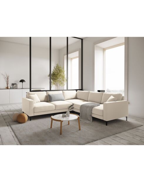 Canapé d'angle Symétrique En Velours Venus 5 Places beige clair - 250x238x90 cm