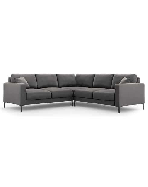 Canapé d'angle Symétrique En Velours Venus 5 Places gris - 250x238x90 cm