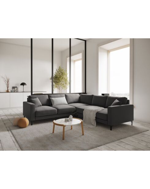 Canapé d'angle Symétrique En Velours Venus 5 Places gris - 250x238x90 cm