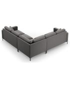 Canapé d'angle Symétrique En Velours Venus 5 Places gris - 250x238x90 cm