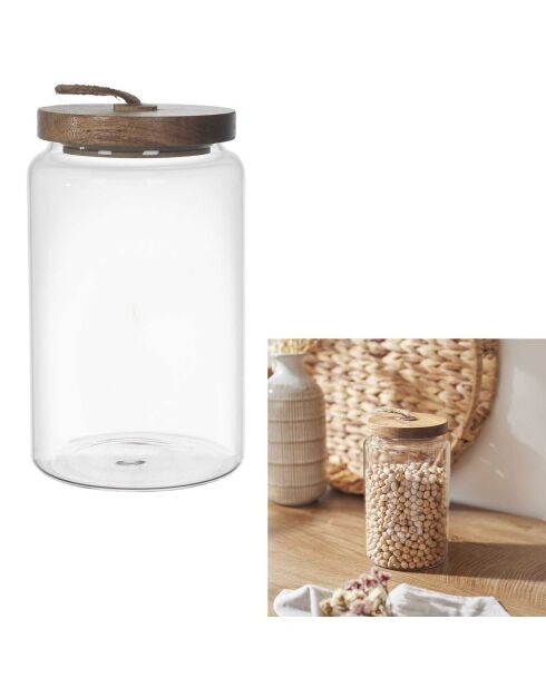 Barattolo in acacia trasparente - 10x17x10 cm