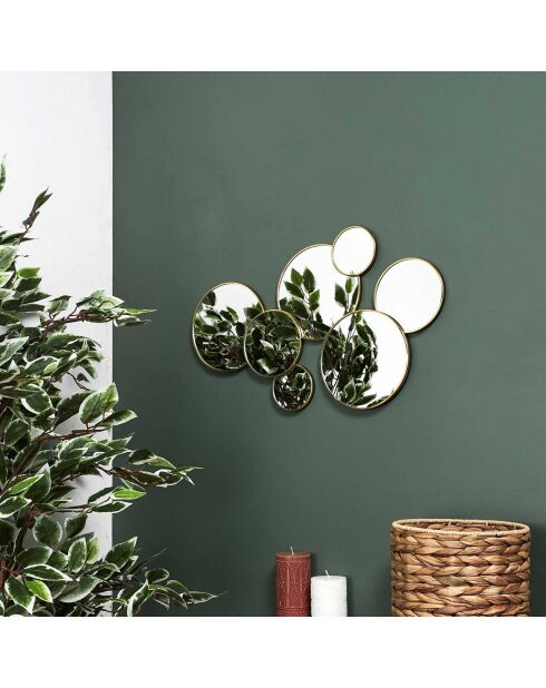 Miroir rond doré - 57x35 cm