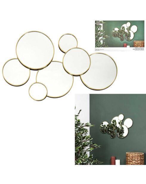 Miroir rond doré - 57x35 cm