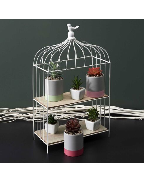 Cage à oiseau décorative blanche - 31x51x15 cm