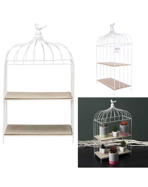 Cage à oiseau décorative blanche - 31x51x15 cm