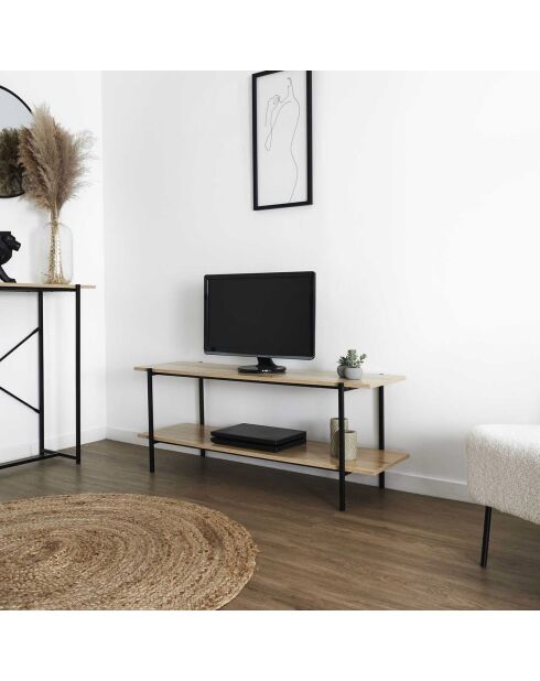 Banc TV Loka marron/noir - 115x45x35 cm