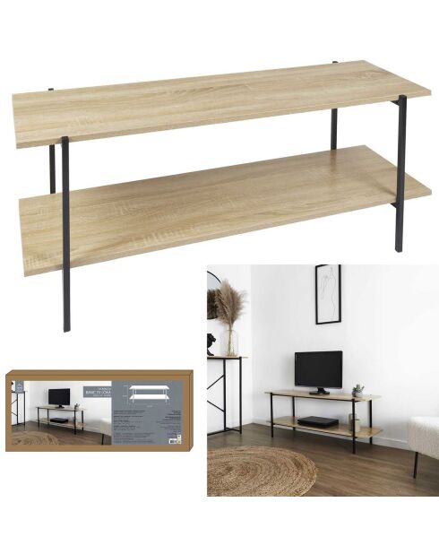 Banc TV Loka marron/noir - 115x45x35 cm