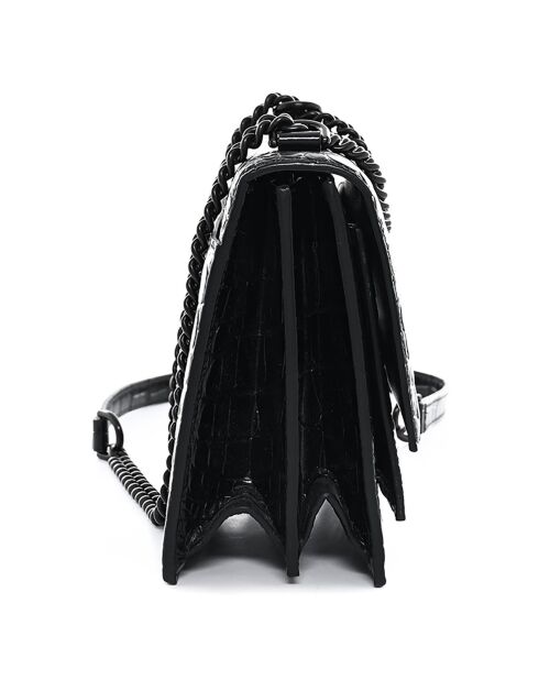 Sac bandoulière Sharp en Cuir Embossé Croco noir - Neuf sans étiquette - L.20 cm