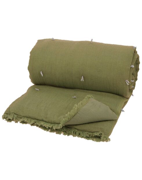 Bettdecke Etamine aus Leinenmischung khaki - 140x240 cm