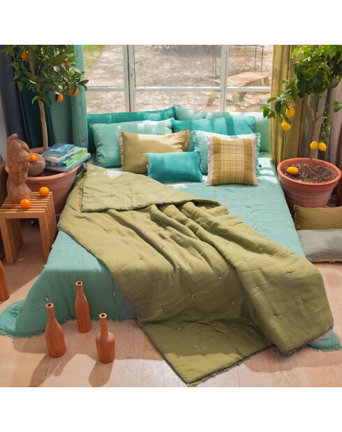 Bettdecke Etamine aus Leinenmischung khaki - 140x240 cm