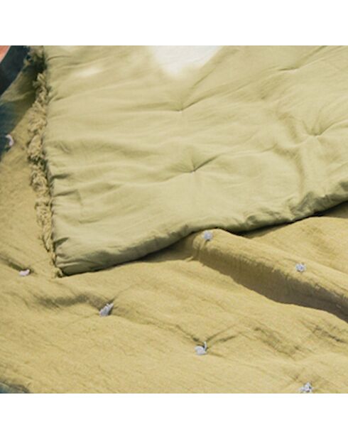 Bettdecke Etamine aus Leinenmischung khaki - 140x240 cm