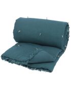 Bettdecke Etamine aus Leinenmischgewebe, Pfau, 140 x 240 cm