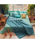 Bettdecke Etamine aus Leinenmischgewebe, Pfau, 140 x 240 cm