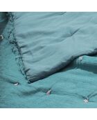 Bettdecke Etamine aus Leinenmischgewebe, Pfau, 140 x 240 cm