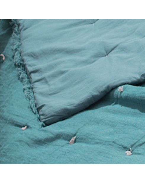 Colcha Etamine en mezcla de lino con forma de pavo real, 140 x 240 cm