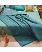 Bettdecke Etamine aus Leinenmischgewebe, Pfau, 140 x 240 cm