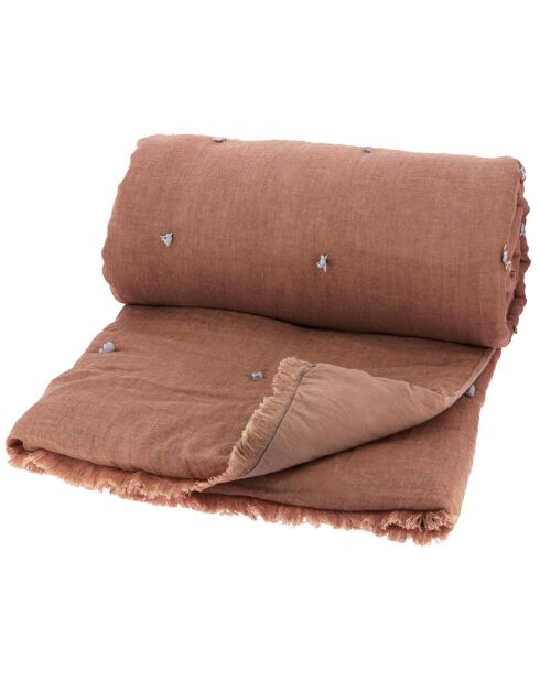 Bettdecke Etamine, Leinenmischung, Terrakotta, 140 x 240 cm