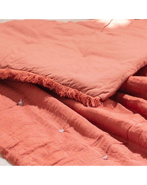 Bettdecke Etamine, Leinenmischung, Terrakotta, 140 x 240 cm