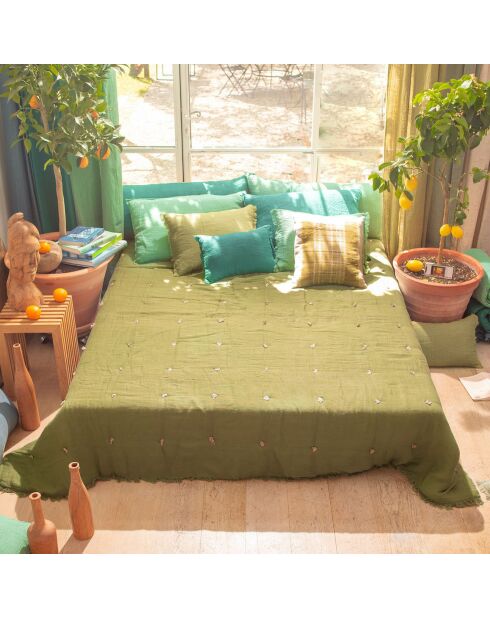 Colcha Etamine en mezcla de lino caqui, 220 x 240 cm
