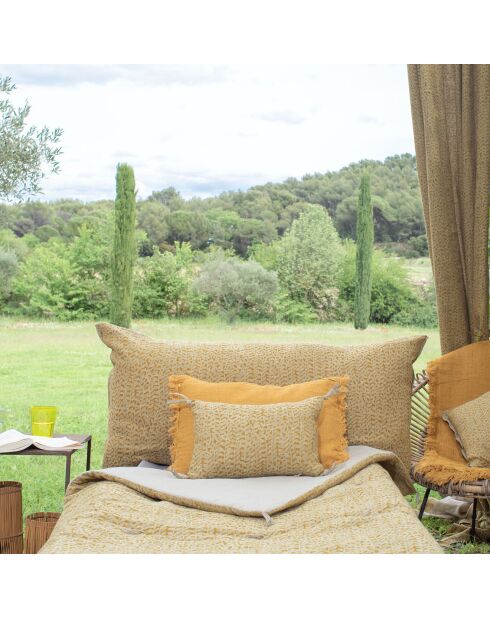 Housse de coussin Lierre lin tabac - 25x35 cm