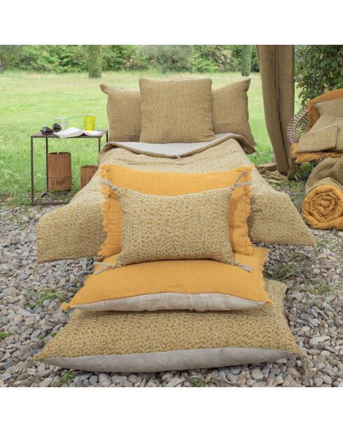 Housse de coussin Lierre lin tabac - 25x35 cm