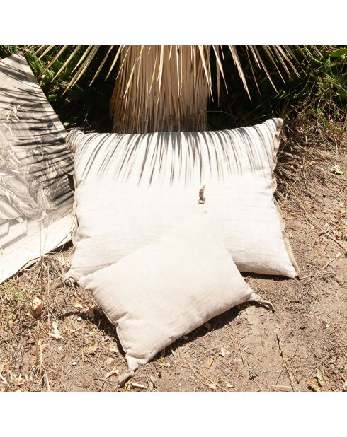 Funda de cojín de tweed de lino natural Varanasi, 25 x 35 cm