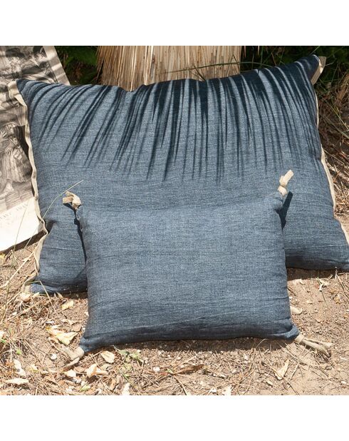 Varanasi blauwe linnen kussenhoes van tweed - 25x35 cm