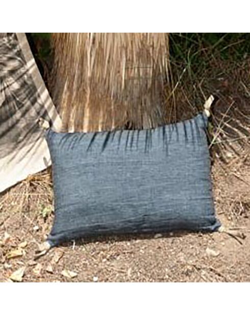 Varanasi blauwe linnen kussenhoes van tweed - 25x35 cm