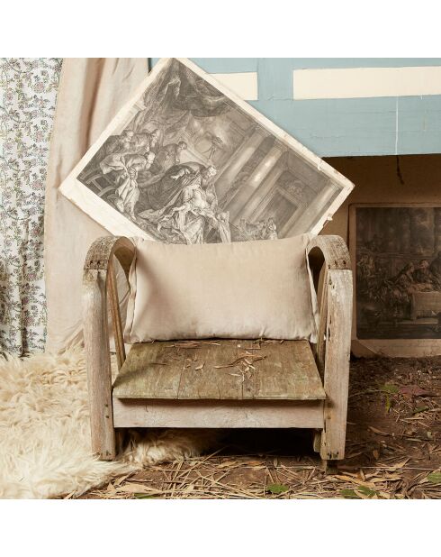 Funda de cojín Anna de terciopelo beige - 30x45 cm