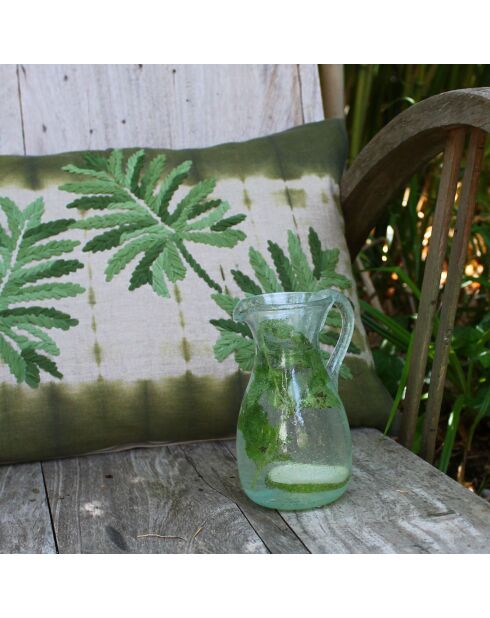 Funda de cojín tropical en mezcla de lino ahumado, 35 x 50 cm