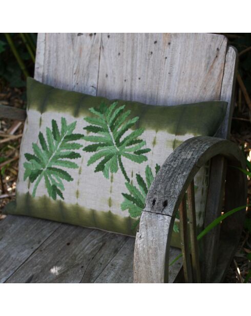 Funda de cojín tropical en mezcla de lino ahumado, 35 x 50 cm