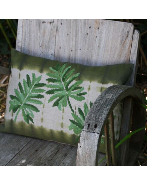 Funda de cojín tropical en mezcla de lino ahumado, 35 x 50 cm