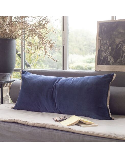 Kissenhülle Medicis aus marineblauem Samt, 45 x 100 cm