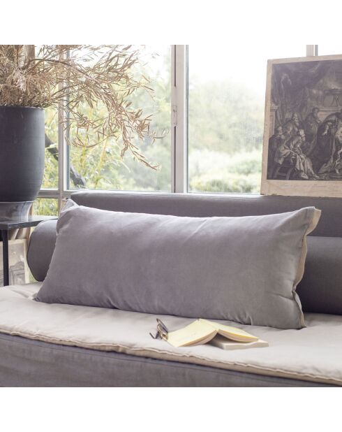 Housse de coussin Medicis velours souris - 45x100 cm