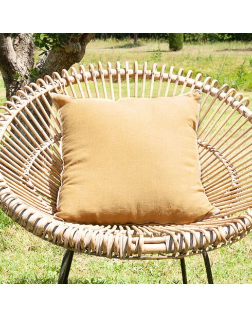 Funda de cojín Linon en lona curry de lino - 45x45 cm