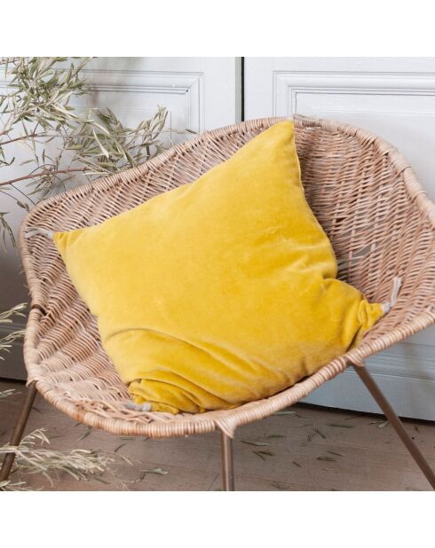 Housse de coussin Vague velours jaune - 45x45 cm