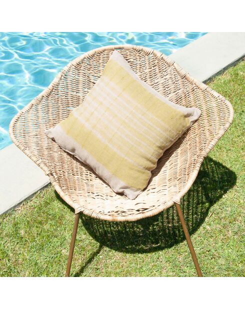 Funda de cojín Ondée de lona de lino celeri - 45x45 cm